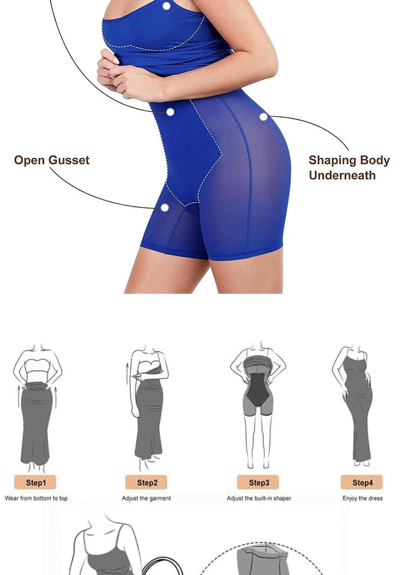 Women Shapewear Dress Control Slips Body Shaper Tight Slimming Control Panties in 1 Short Sleeves Casual Summer Dresses