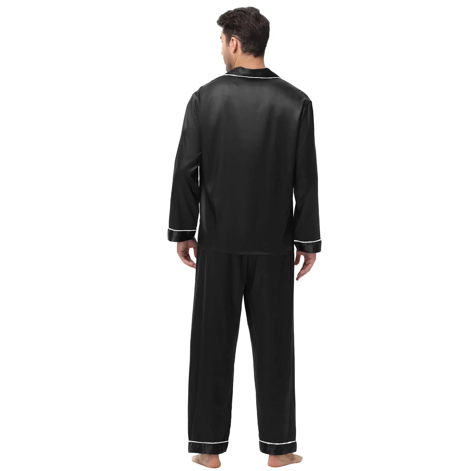 Men Pajamas Set Silk Satin Sleepwear for Man Shirt Long Sleeve Pijama Male Fashion Soft Loungewear S-2XL Size Spring Nightwear