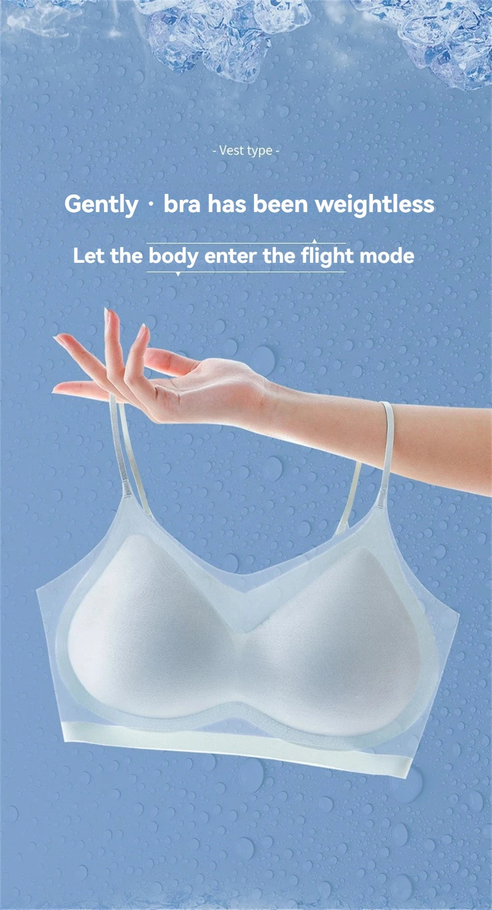 3PCS Ultra-Thin Breathable Ice Silk Bras Women's Seamless Back Halter Vest Wrap Bras Chest Gather Together Light Breathable Tops