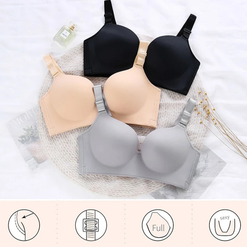 Sexy Smooth Seamless Intimate CDEF Women's Ultra-thin Full Coverage Large Chest Gather Solid Anti Sagging Bra Female Underwear