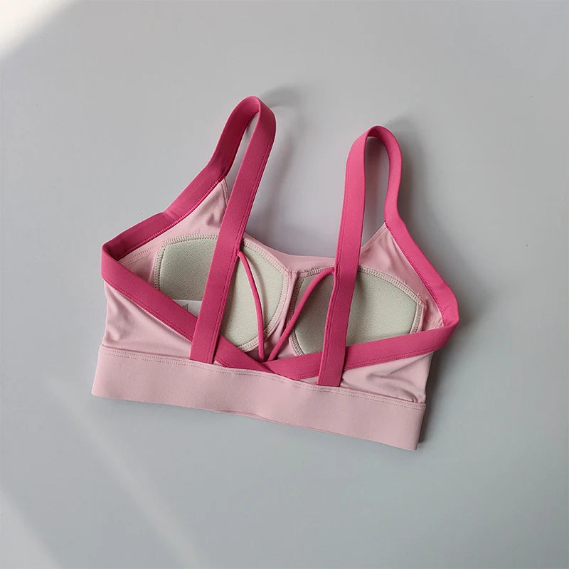 Sports Bra Crop Top Bras for Women Gym Tops Sexy Yoga Bra Open Back Workout Top Running Underwear Fitness Bra SportsTop 2024