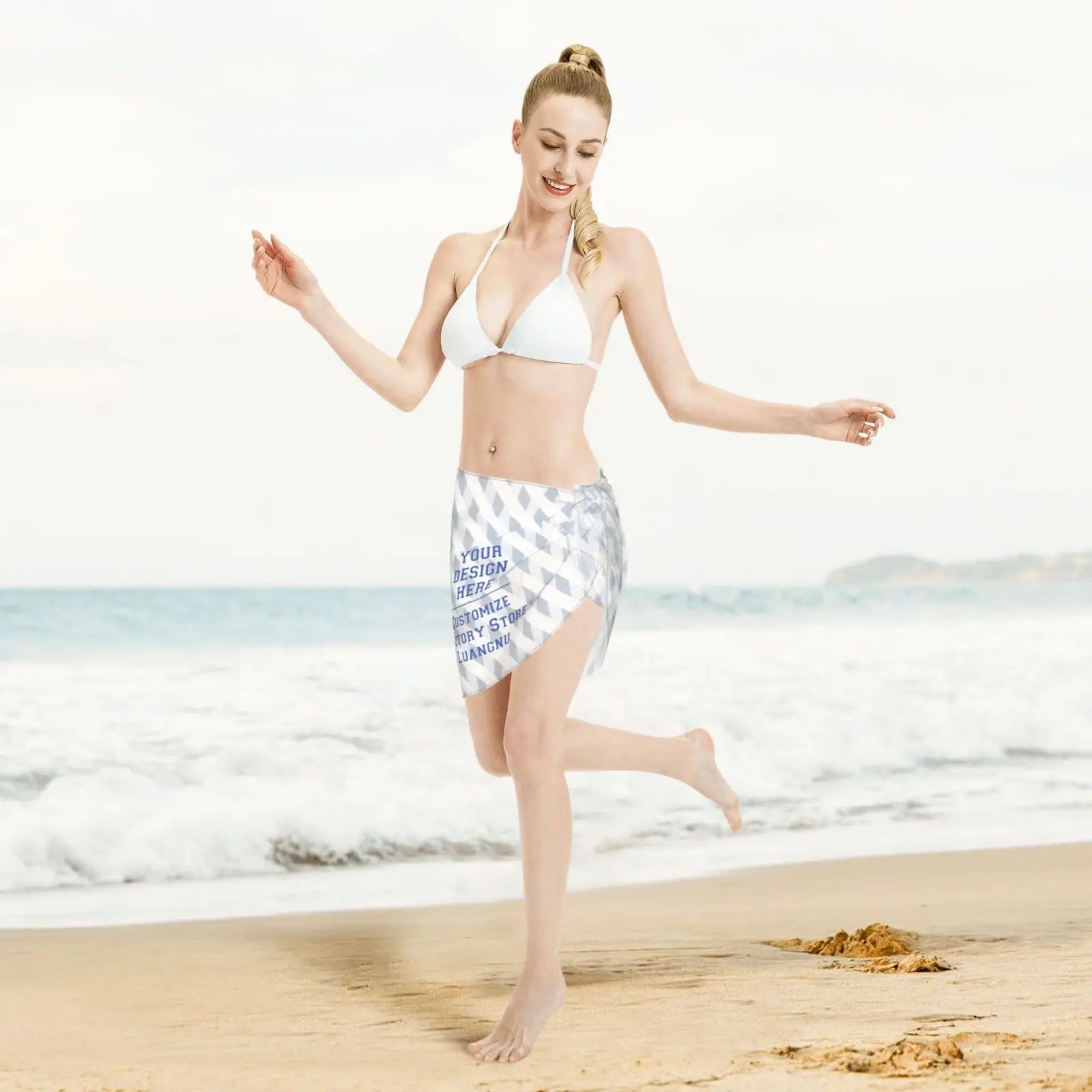 Customise Bikini Cover Ups Short Skirt For Women Custom Swimsuit Cover-ups Personalized Beach Sun Protection Shawl Sarong Skirt