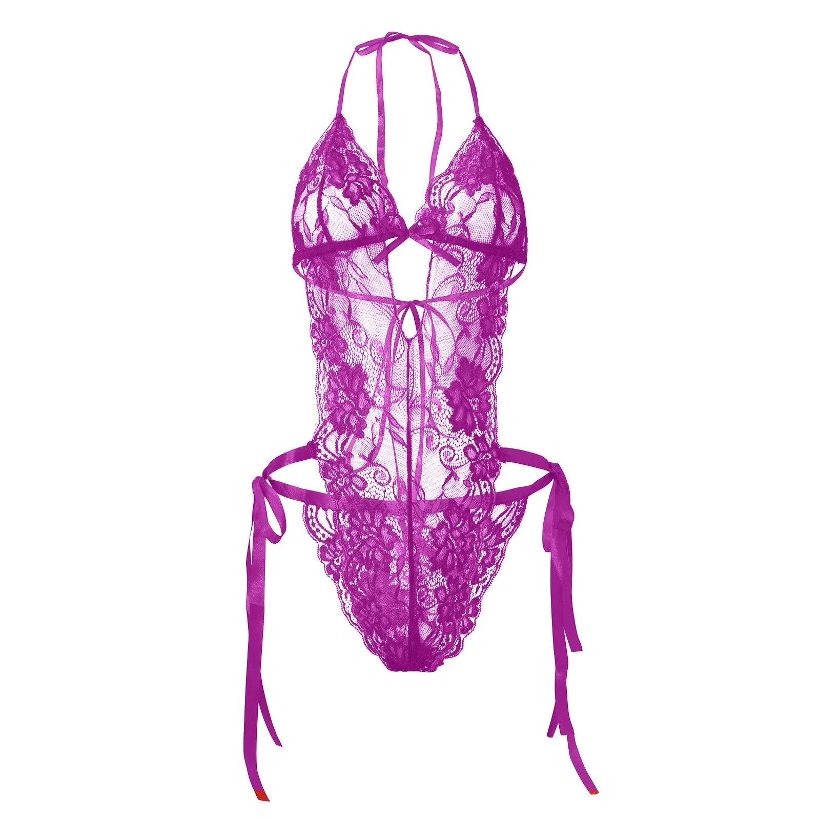 Sexy Bodysuits Women Lace Lingerie For Sexy Backless Solid Color One-Piece Bodysuit Strappy Halter Erotic Costume Teddies