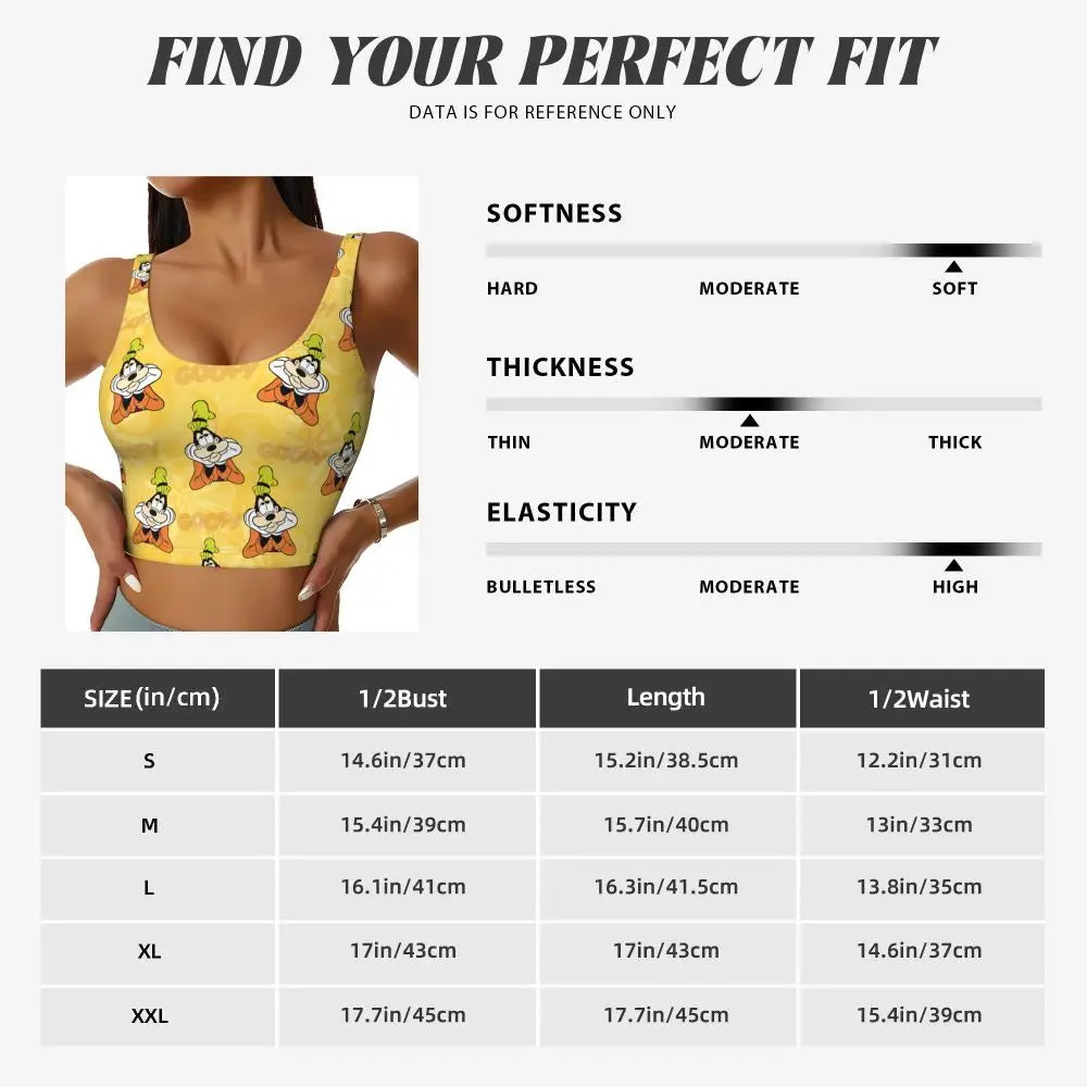 Custom Goofy Cartoons High Impact Sports Bras for Women Mangas Seamless Workout Running Crop Tank Tops