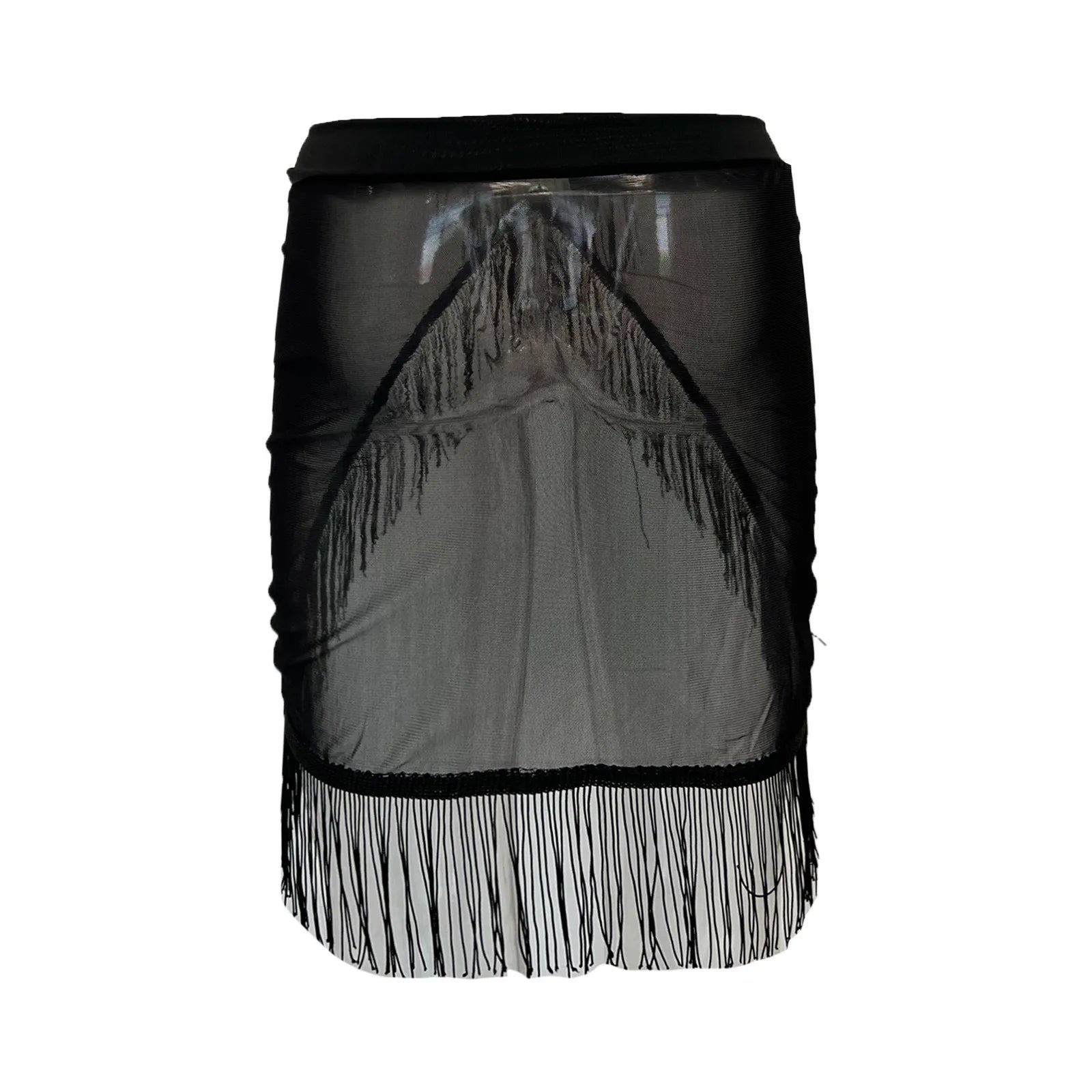 Women's Irregular Sarong Skirt Beachwear Cover Ups Tassels Design High Waist Smock Sunscreen Large Size Mid Waist Cover Ups
