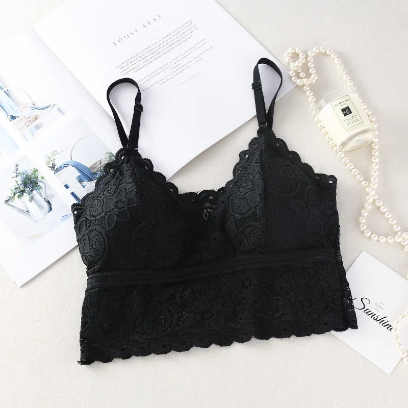 Tube Top Bras Lace Bralette Women Crop Tops Sexy Lingerie V Neck Seamless Underwear Cropped Bra Female Tank Crop Top
