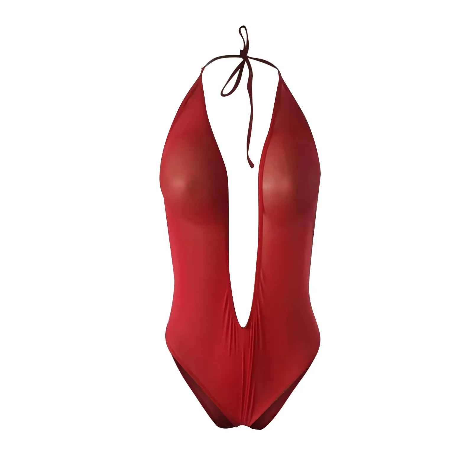 Ladies Sexy Erotic Lingerie Bodysuits Three Point Type Halter Neck Tight Bodysuits High Waist Transparent Mesh Lingerie Teddies
