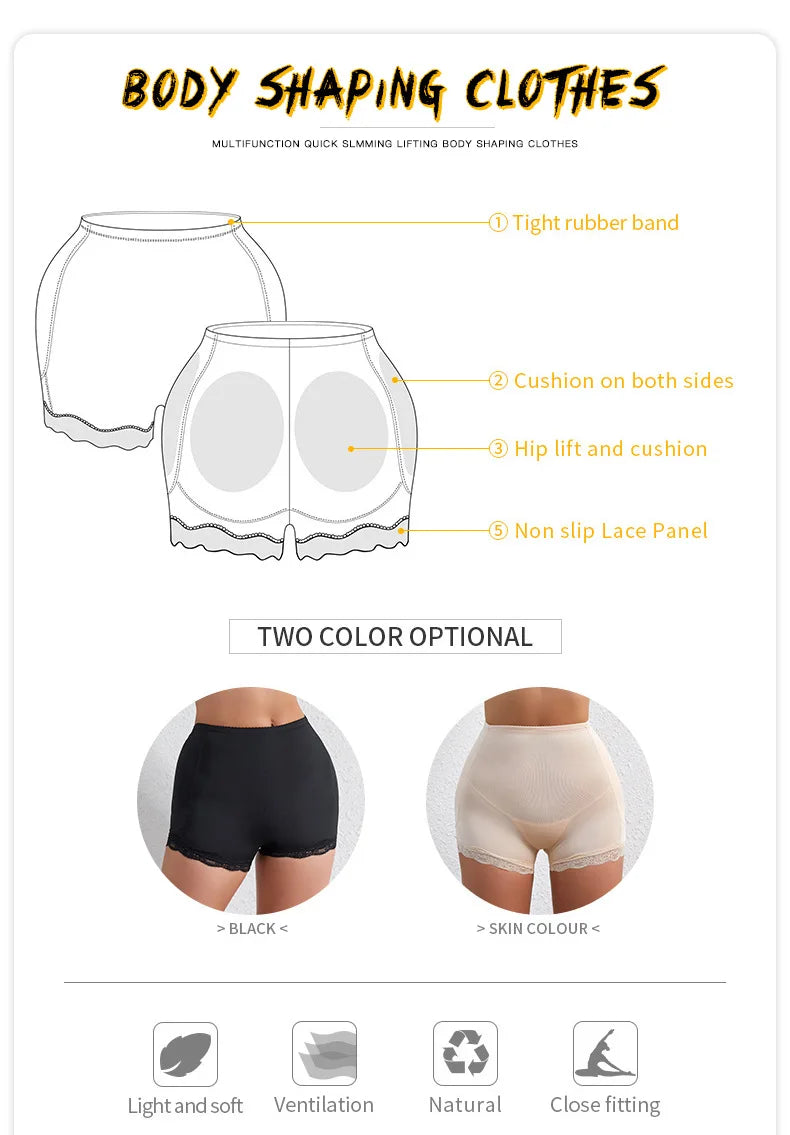 Body Shaper Underwear With Hips Pads Filler Sexy Butt Lifter Enhancer Control Panties Belly Smooth Shapewear Fake Buttock Plus