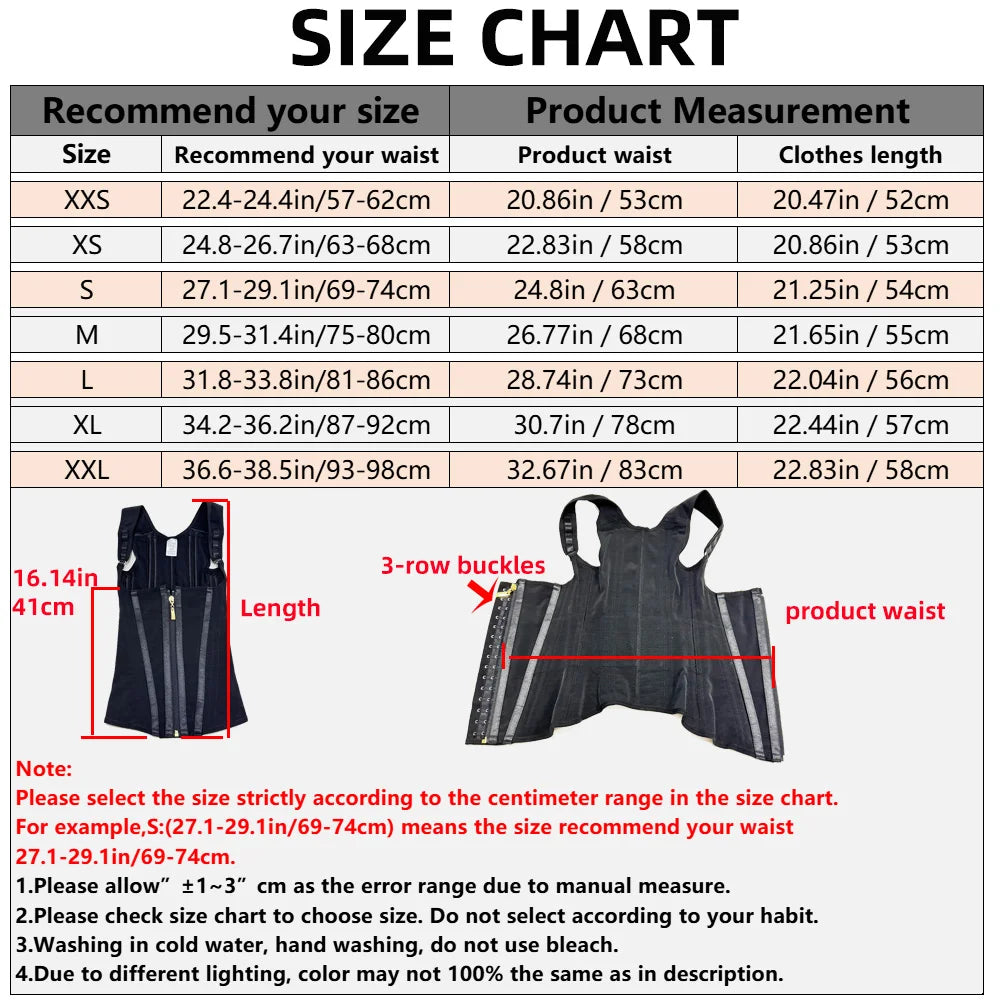 Shapewear Body Shaper Women Double Compression Waist Trainer Corset with Bone Adjustable Zipper and Hook-eyes Flat Belly