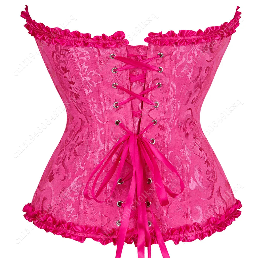 Corset Bustier Top for Women Bustier Overvst Sexy Lace Up Sexy Floral Corset Lingerie Gold Yellow