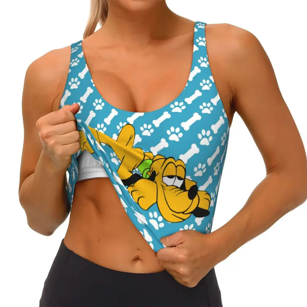 Custom Pluto Anime Manga High Impact Sports Bras for Women Classic Seamless Workout Yoga Crop Tank Tops