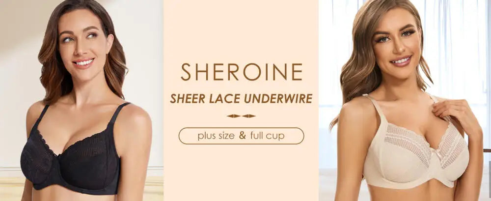 Sheroine Women's Full Coverage Minimizer Underwire Bra Unlined Plus Size Non-Padded Ultrathin Everyday Soft Bras