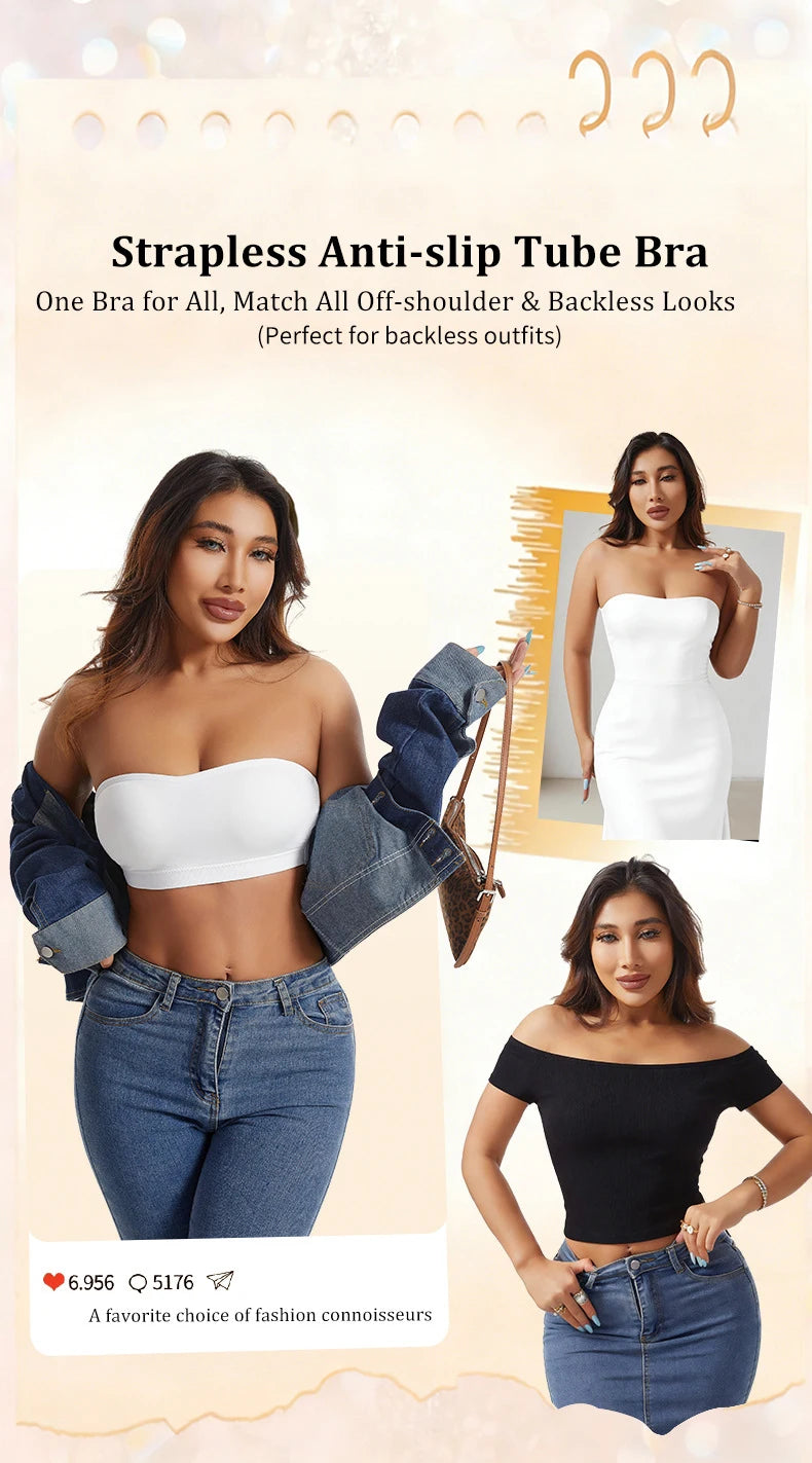 Strapless Push Up Bra For Women Wireless Removable Pad Invisible Daily Brassiere Underwear Seamless Backless Bandeau Bralette