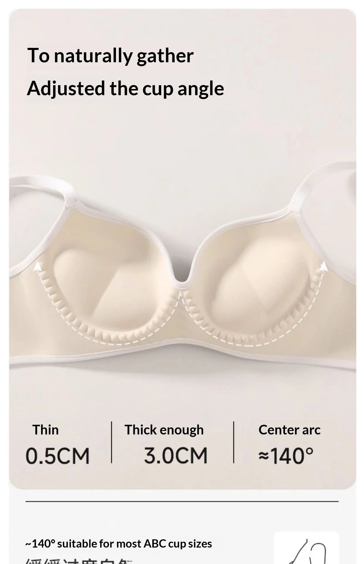 New Fashion Bra for Smaller Busts: Enhances and Gathers with Letter Design Wire-Free, Nude-Feel, Skin-Friendly One-Piece Bra