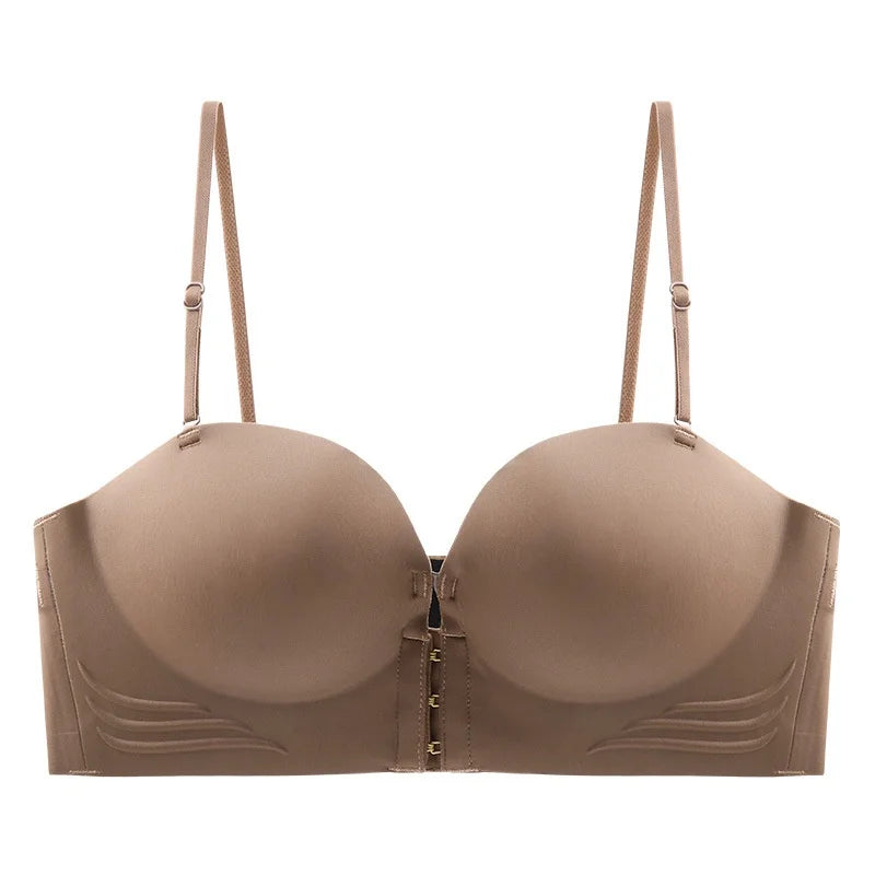 Strapless Bras Women Front Closure Seamless Brassiere Push Up Thick Underwear Adjustable Female Soft Solid Invisible Lingerie