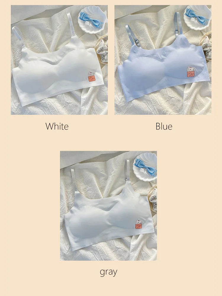 2pcs Bras Women Soft Skin Friendly Ice Silk Sports Yoga Bra Without Steel Ring Comfortable Breathable Support Girls Bra Vest