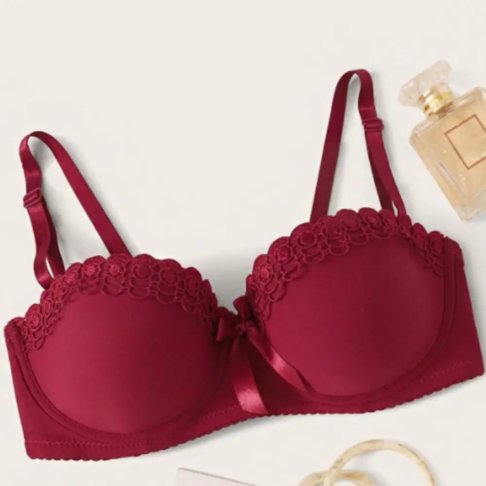 Push Up Gathered Deep V Bra Anti-sagging Underwear Lace Bras Shockproof Lingerie Bras for Women Gift