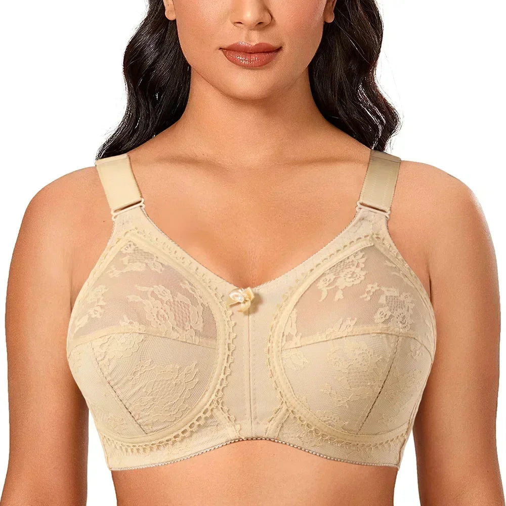 Women's Plus Size Bra Floral Lace Full Coverage Sexy No Steel Ring Bra Wrap Chest Sleeping Underwear Seamless Bras For Woman
