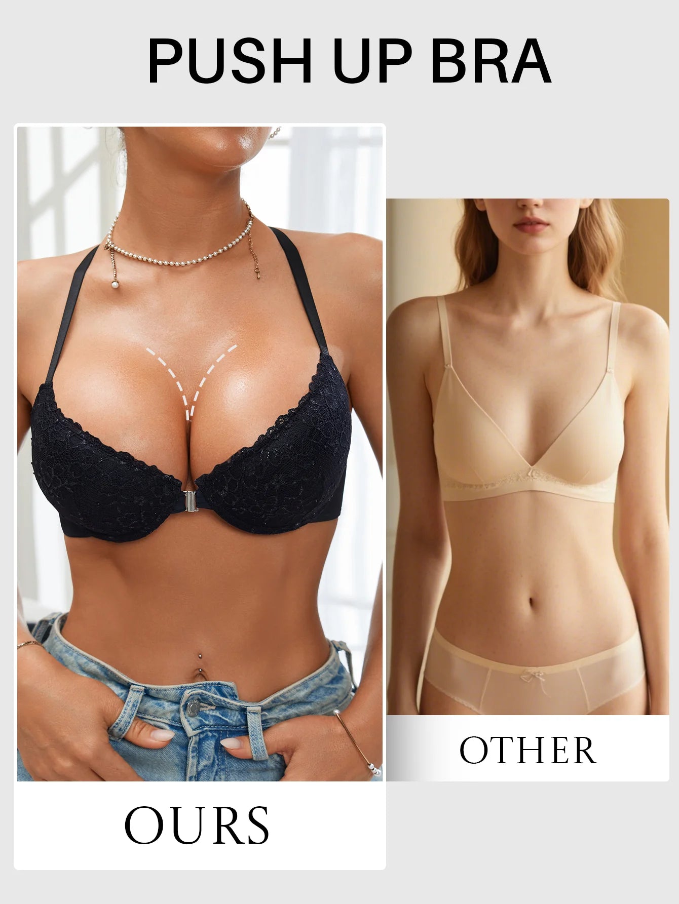 Women Lace Front Button Bra Push Up Plunge Sexy Bras Front Closure Bralette Underwear Adjust Strap Triangle Cup Low Cut lingerie