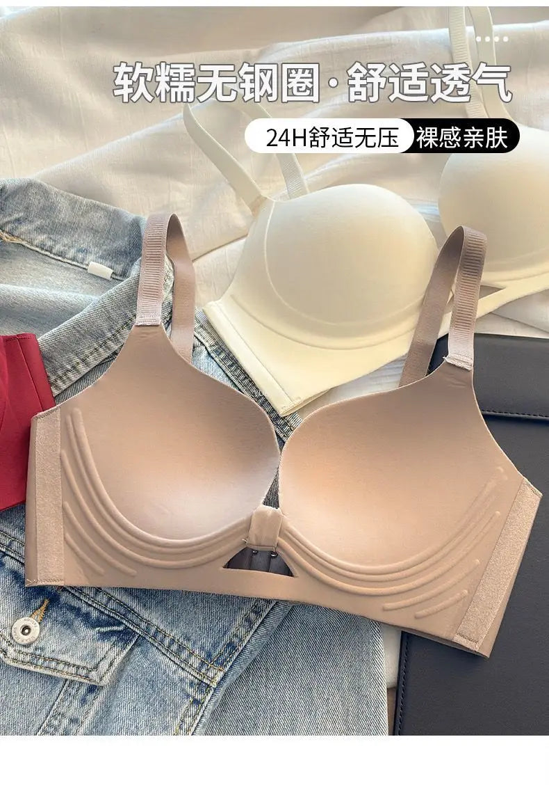Strapless Push Up Bra for Small Bust - Lift Enhance Anti-Sag Side Coverage Wireless Comfort Convertible T-Shirt Bra A-C Cup