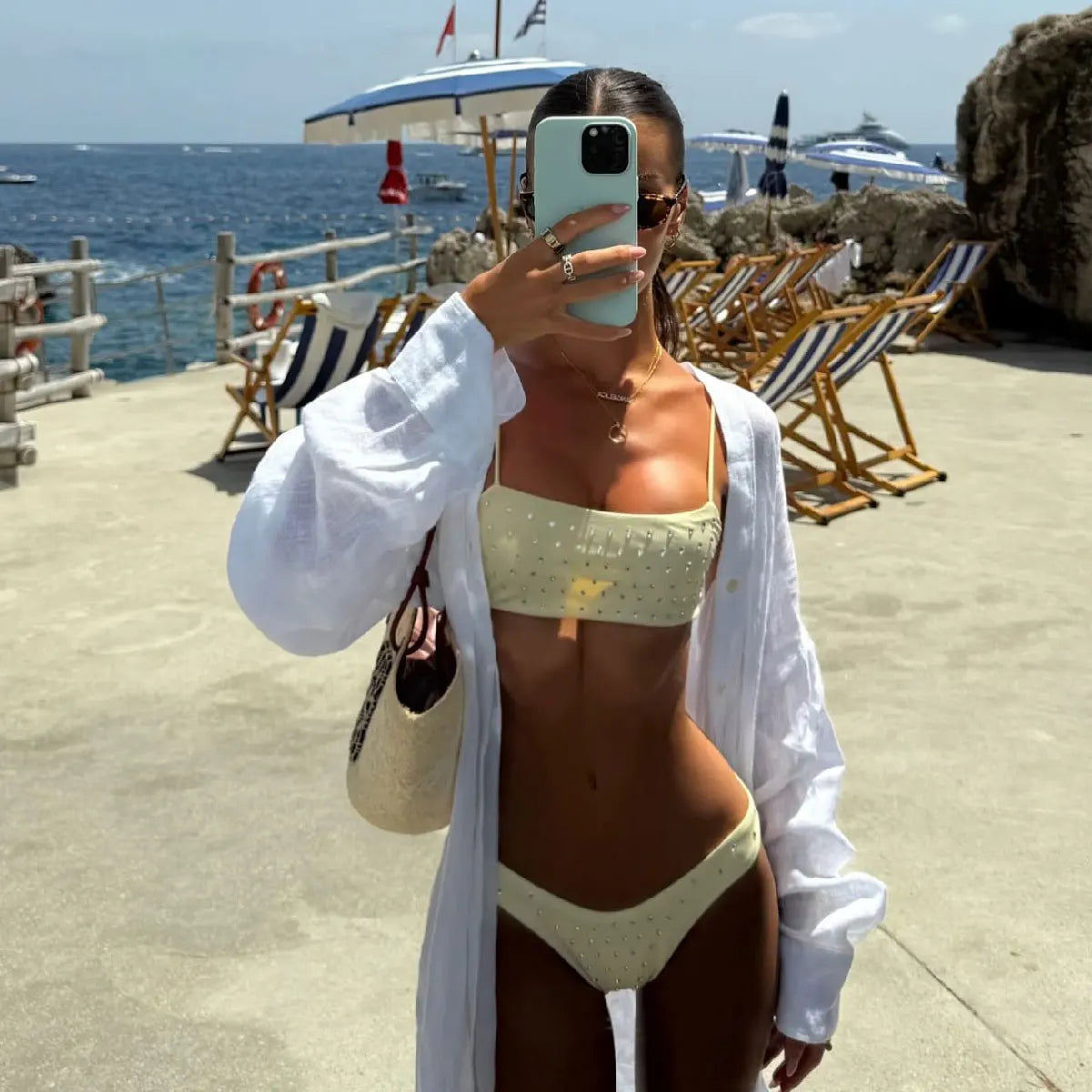 Sexy Rhinestones Swimsuit Bikini Solid Swimwear Low Rise Swimsuit Women Separates Swimwear Two Piece Swimsuit Bathing Suit