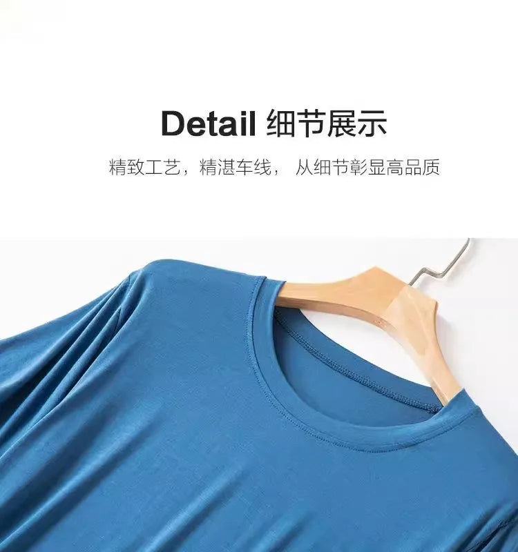 Modal Pajama Set Men's Round Neck Pajama Set for Summer Casual Wear Solid Color Loose Short Sleeved Shorts Two-piece Set Male