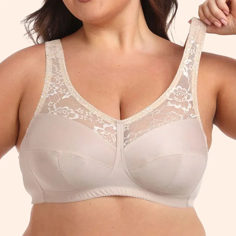 Summer Bra Thin Full Cup Bra for Women Sexy Lace Large Size Non Padding Wirefree Bras Plus Size Breathable Bralette BCDEFG