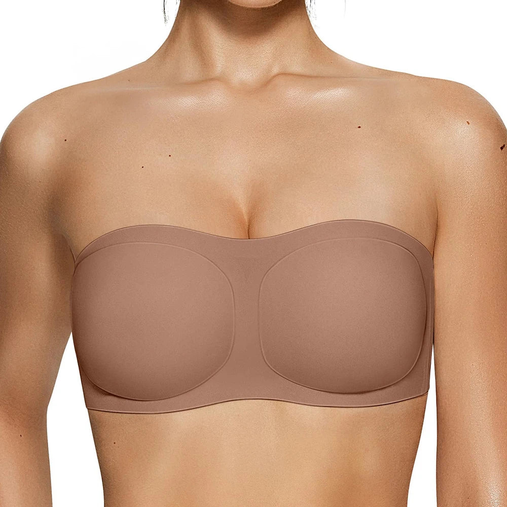 Strapless Push Up Jelly Bra Women's Bandeau Bra Without Straps Non-Slip Seamless Bralette No Underwire Soft Daily Brassiere