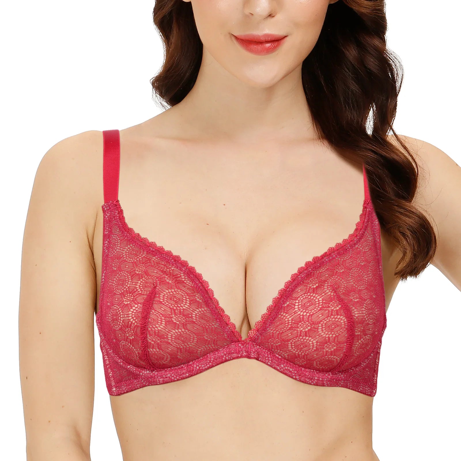 New Pure White Lace Bras For Women Plunge See Through Transparent 1/2 Cups Bra Underwire Push Up Ultra Thin Bra Sexy Bras