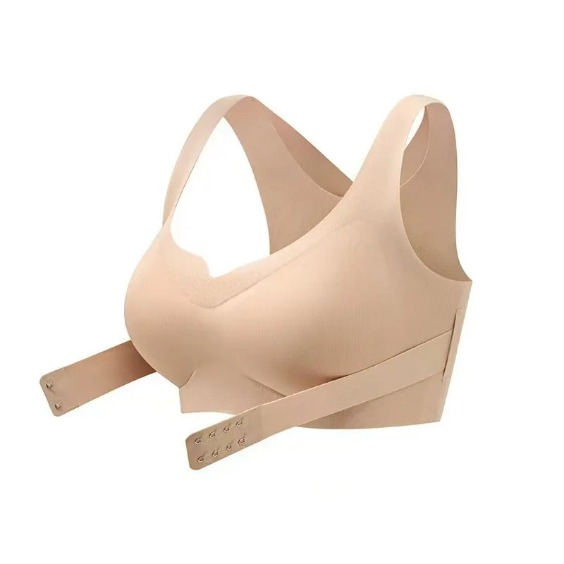 Wireless Posture Correction Bra for Women Seamless Push Up Bralette with Cross Back Support for Daily Shaping Lingerie