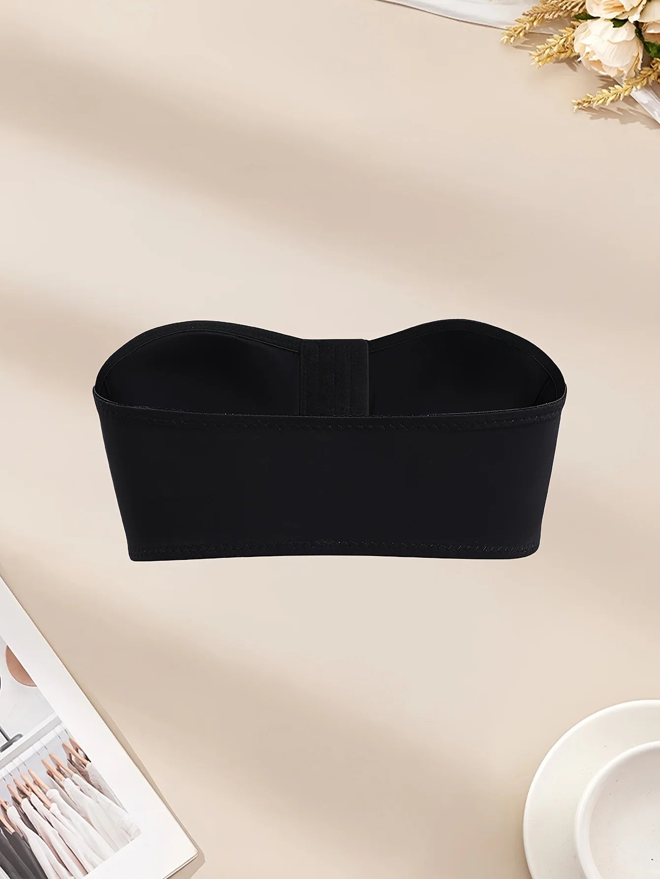 women's bra gathered together sexy thin bra front button chest tie strapless bra
