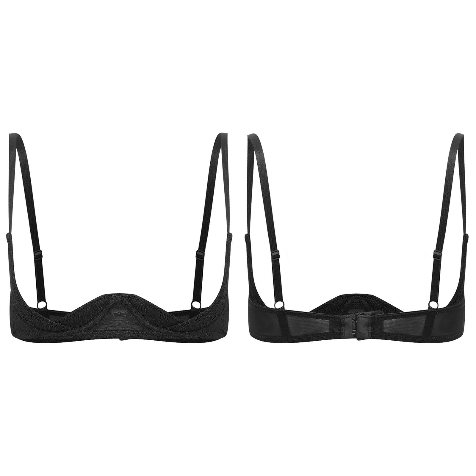 Womens Alluring Floral Lace Bra Tops 1/4 Cups Push-up Underwire Shelf Bra Balconette Bralett Lingerie for Anniversary Honeymoon