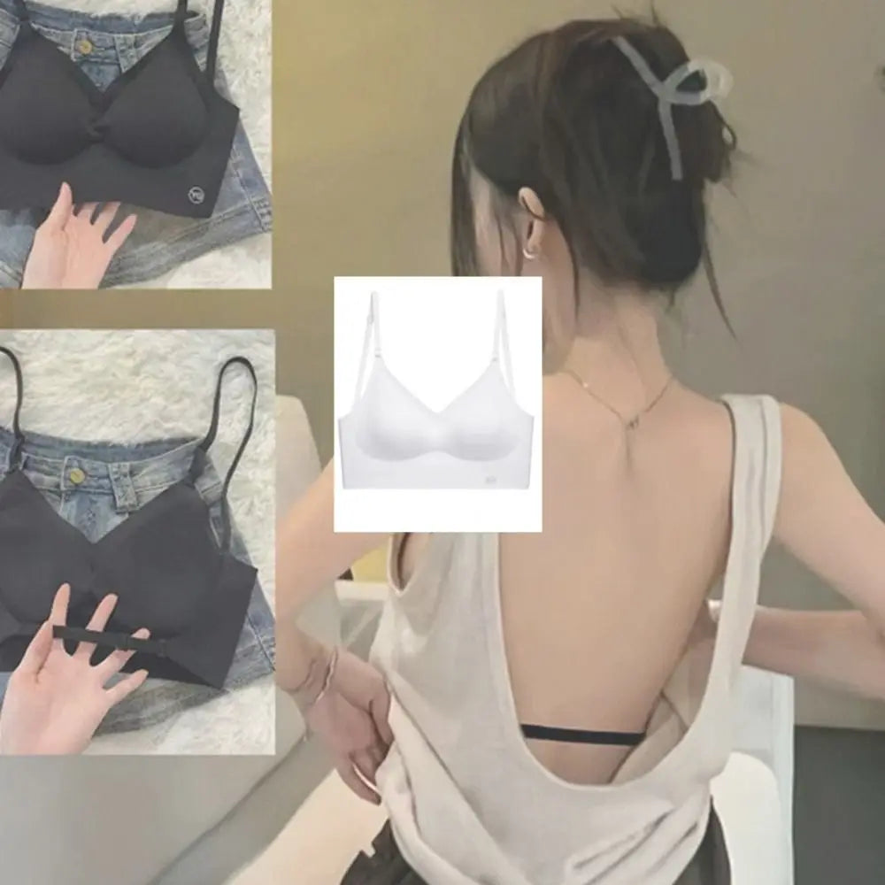 Fashion Nylon Cotton Women's Invisible Bra No Steel Frame Backless U Plunge Bras Breathable Brassiere Women Girls