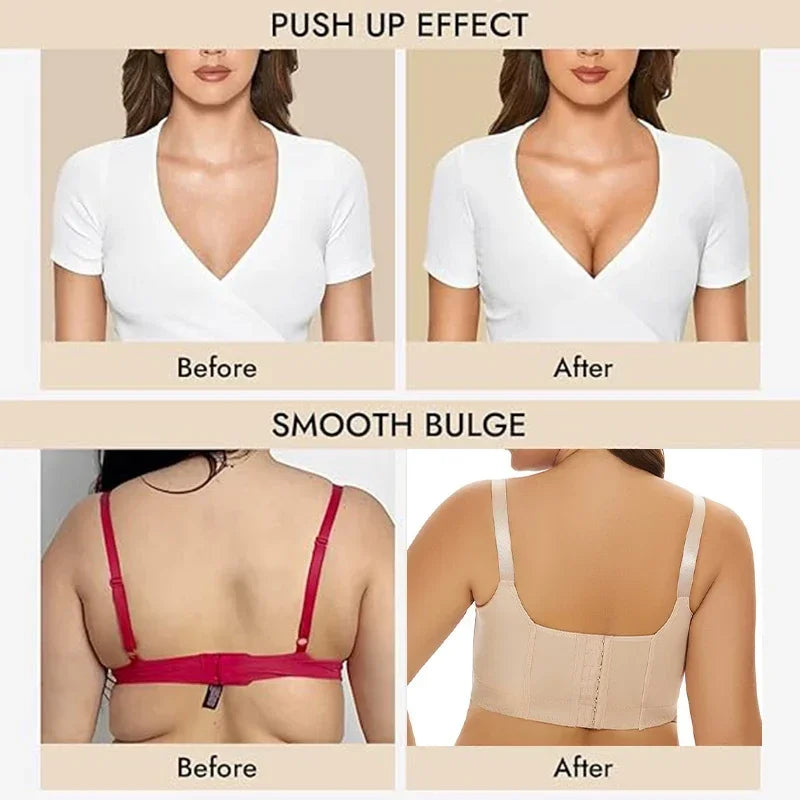 New Full Back Coverage Push Up Bras Women's Hide Back Fat Deep Cup Shapewear Fat Smoothing Uplift Underwire Bra for Big Bust