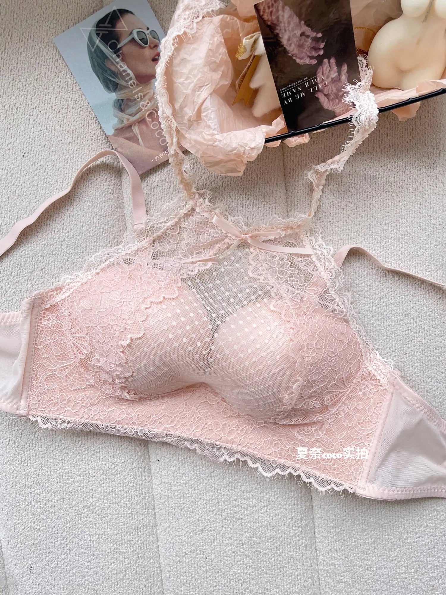 Lace Plunge Bra Push Up Bralette See Through Mesh Lingerie Double Layer Deep V Top Flattering Fit for Petite Bust Everyday Wear