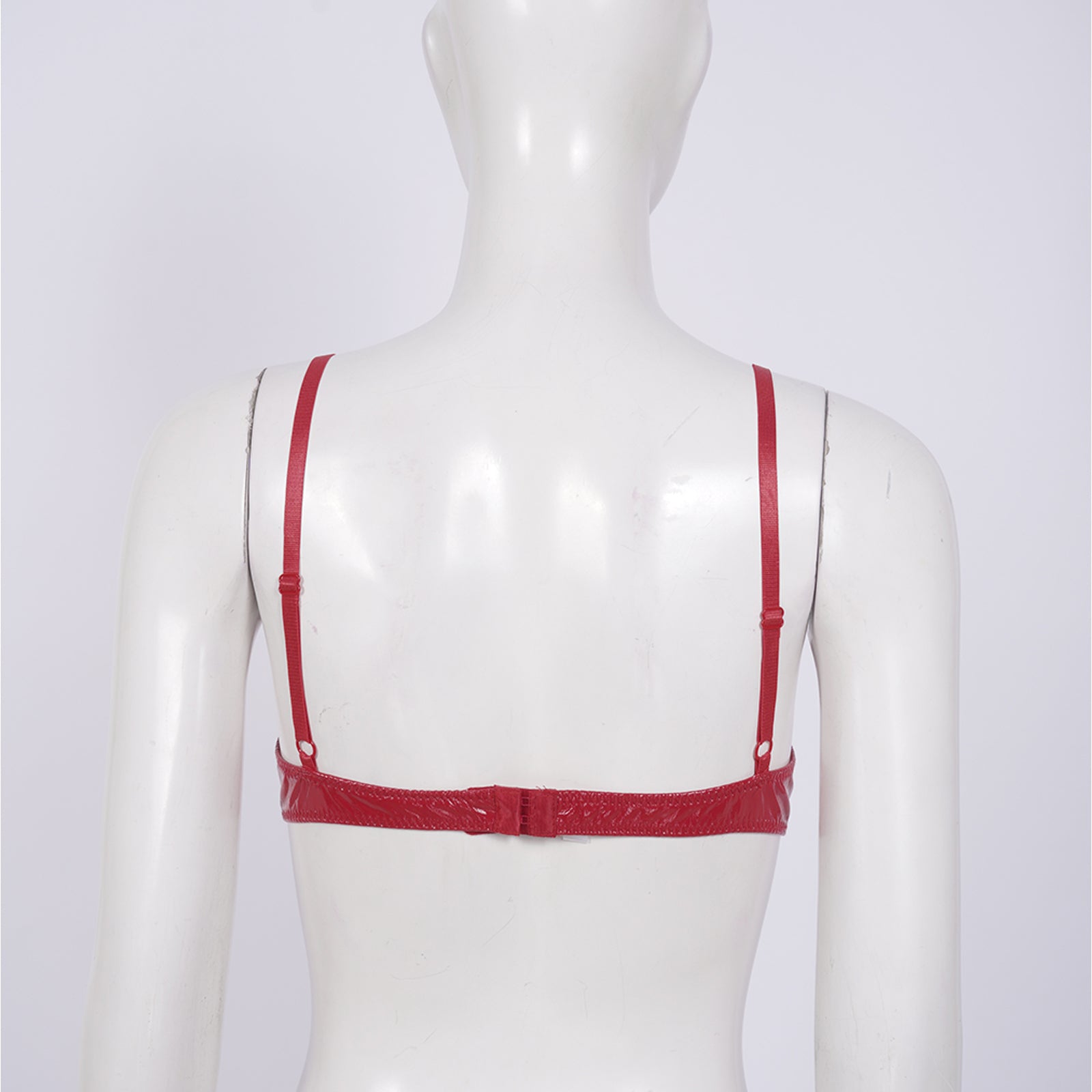 Womens Lingerie Open Breast Bras Wet Look Patent Leather Sexy Open Chest Quarter Cup Brassier Strappy Underwired Bra Underwear