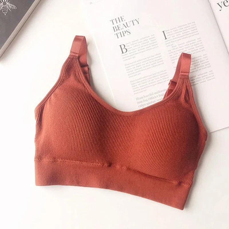 Wireless Seamless Bra for Women Cotton Comfort No Steel Ring Padded Sports Lingerie Top Beauty Back Multi Color Bralette