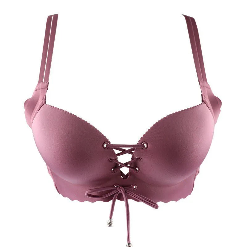 Sexy Push Up Bra Extra Padded for Women, Adjustable Drawstring for Small Bust, No Underwire Comfort Bras with Fashion Back Desig