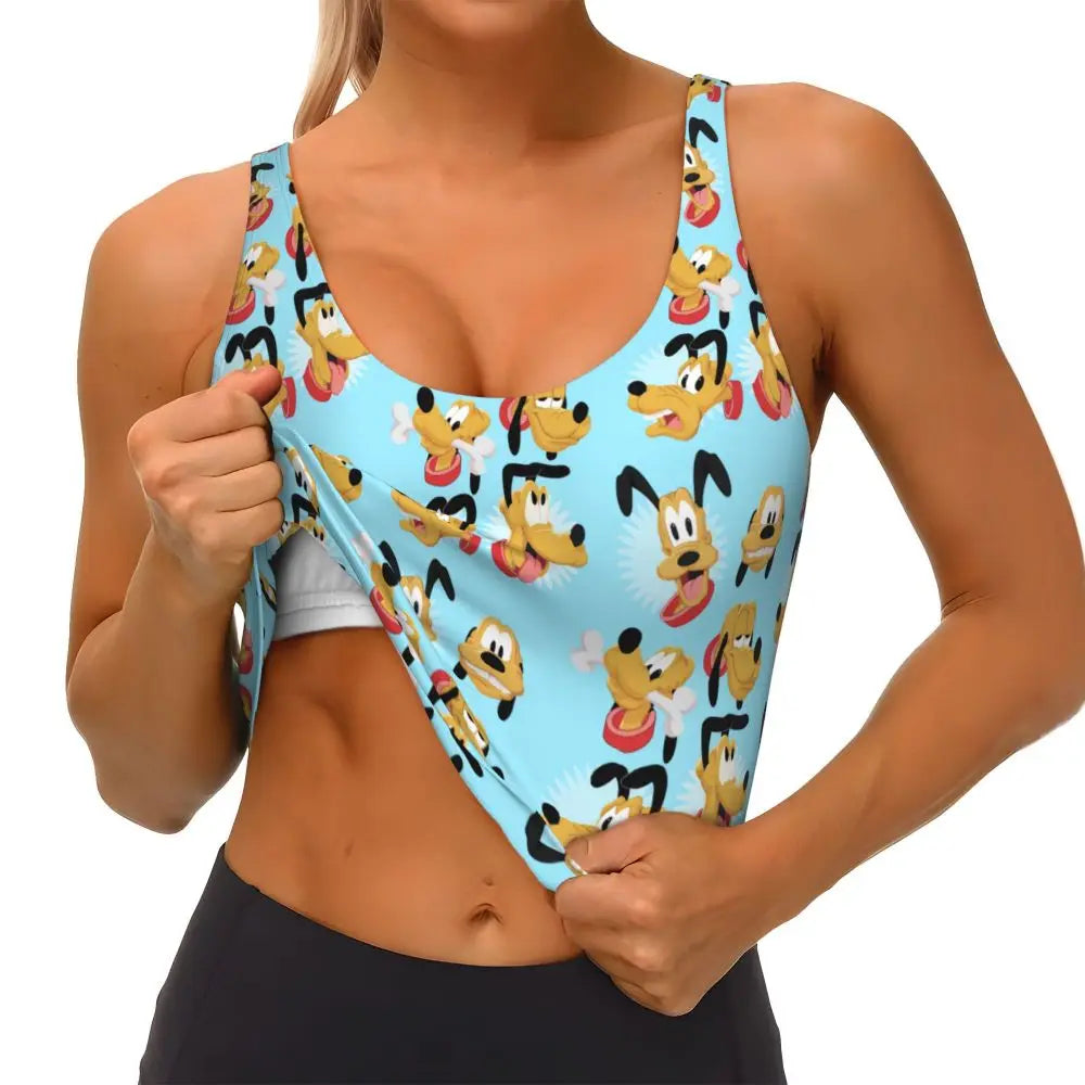 Custom Pluto Anime Manga High Impact Sports Bras for Women Classic Seamless Workout Yoga Crop Tank Tops
