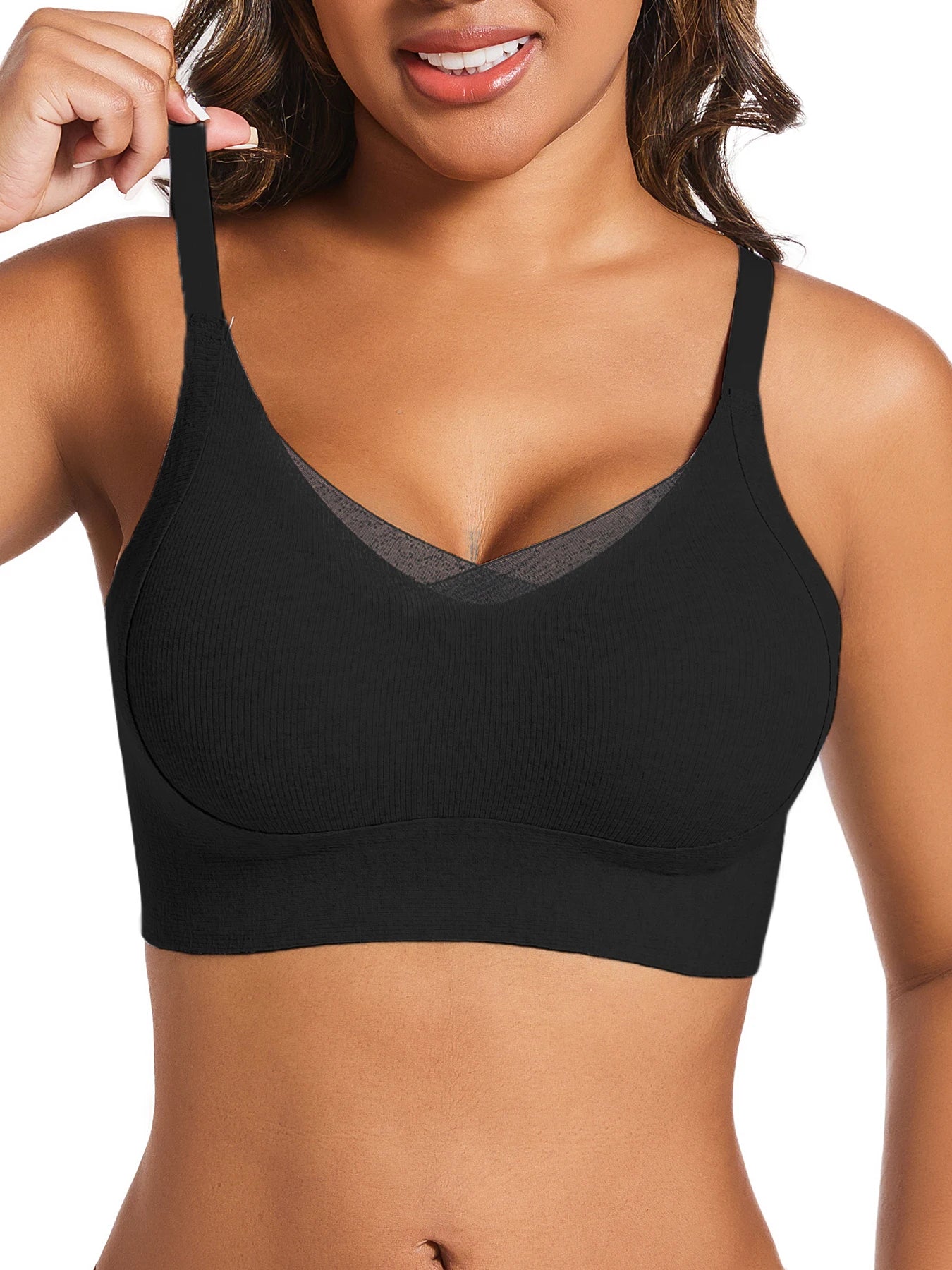 1pc Women's Casual Black  Push Up Bra With Medium Stretch Fabric