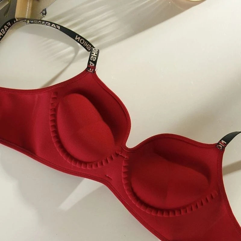 Ultra Push Up Bra 6CM Padding for Women Seamless Wireless Bra Full Coverage Gathers Side Fat Lifts Thermal Fleece Lined Bra