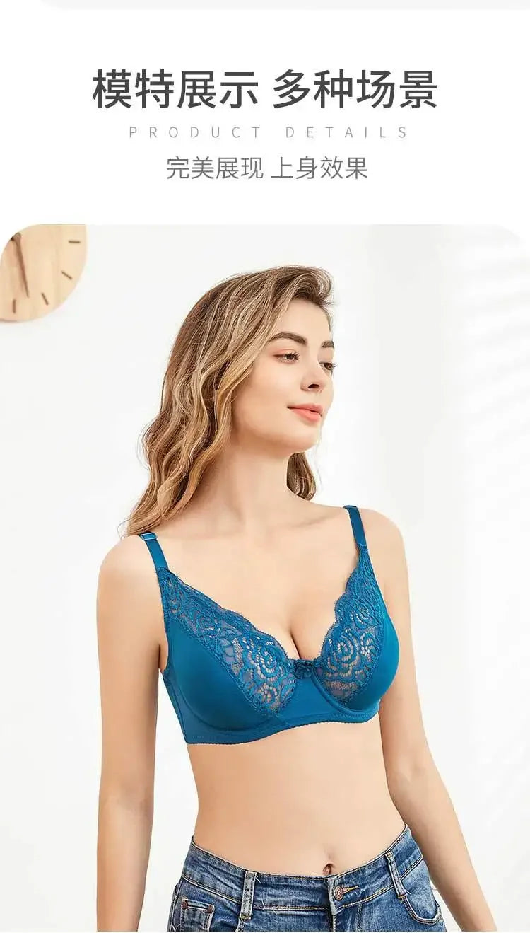 Lace Women's Bra Summer Breathable Sexy Bra Adjustable Lingerie with Underwire Comfort Bras Lingeries for Woman 75C-95D
