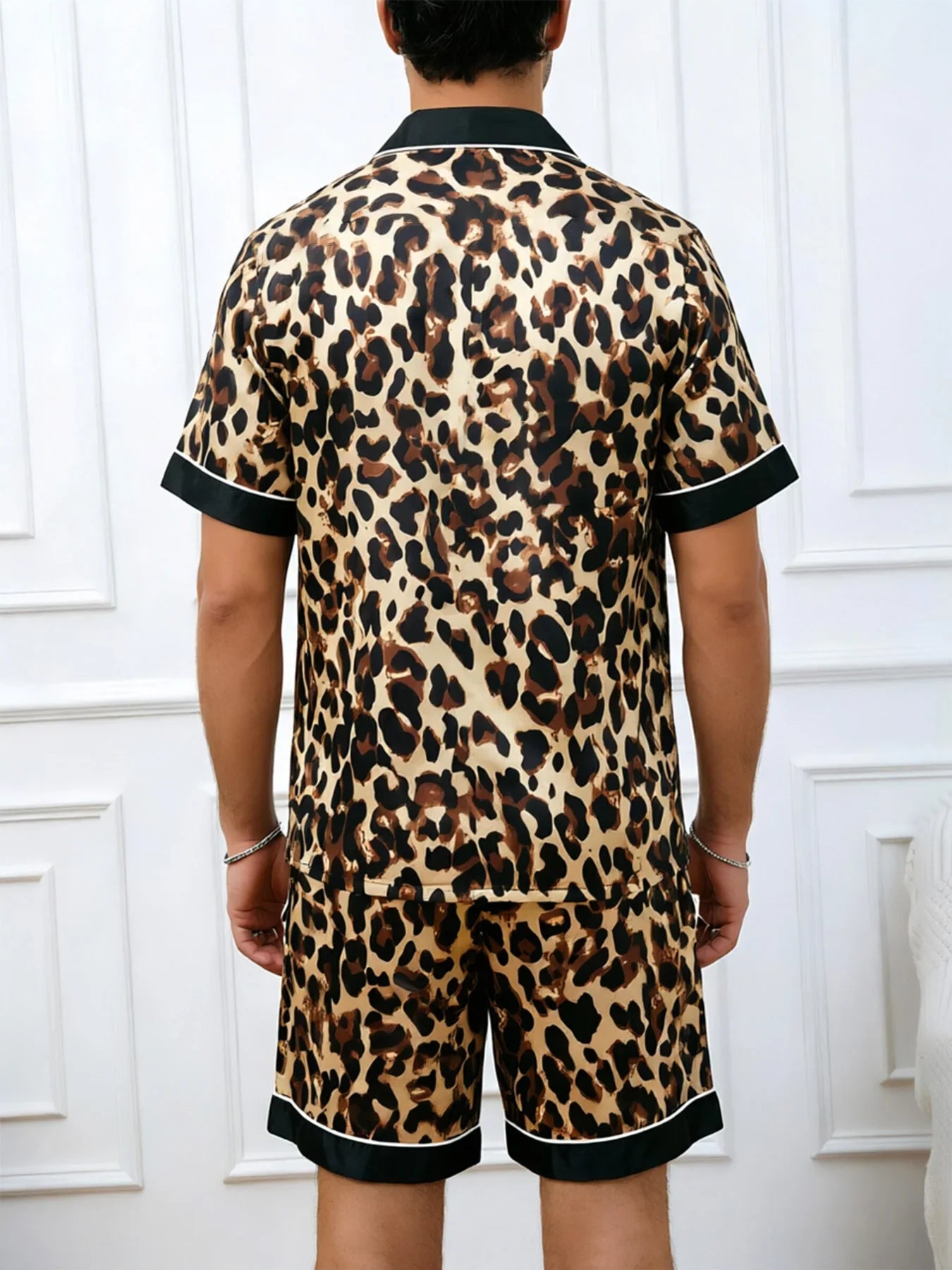 Men's Pj Sets Design Short Sleeve Pajama Set Soft Comfortable Sleepwear for Summer Lightweight Homewear Lougewear