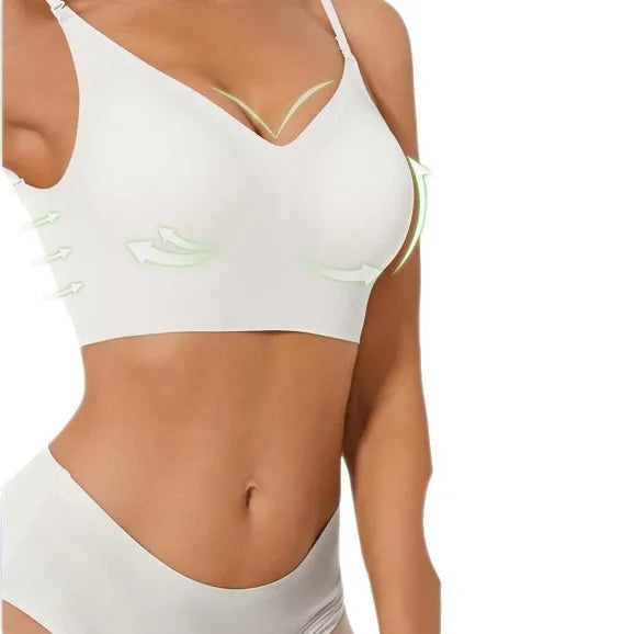 Women Invisible Bra Deep U Plunge Backless Bras Top for Dresses Removeable Padded Push Up Seamless Underwear Bra
