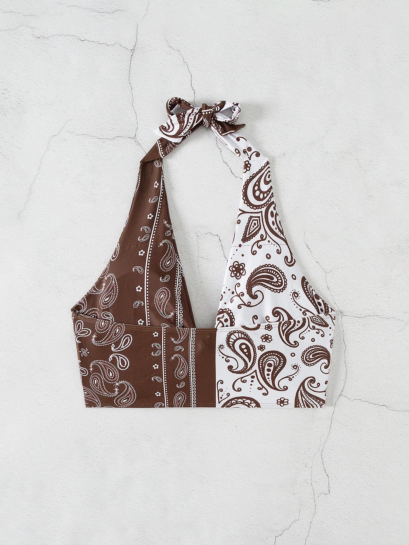 2026 Halter Bikini Tops Printed Bra Padded Swimsuit Women Bowknot Swimwear Female Bather Bathing Swimming Swim Suit Beachwear