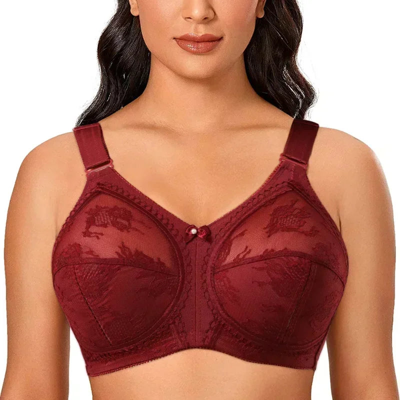 Women's Plus Size Bra Floral Lace Full Coverage Sexy No Steel Ring Bra Wrap Chest Sleeping Underwear Seamless Bras For Woman
