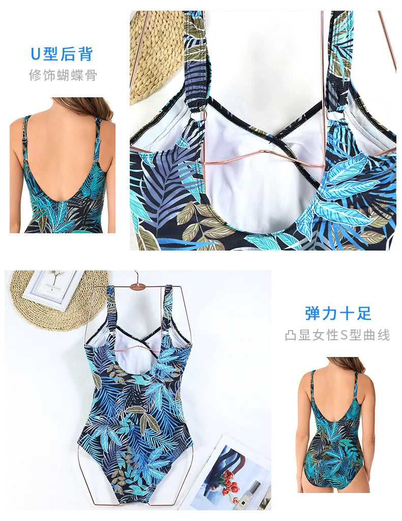 European and American women's one-piece swimsuit swimsuit elegant one-piece fashion simple