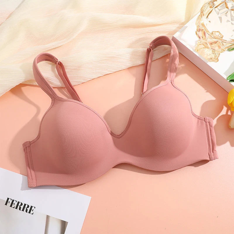 FINETOO Sexy Women Plus Size Underwire Full Coverage Unlined Seamless Bra Wide Straps Wireless Bras for Women Push Up Brassiere
