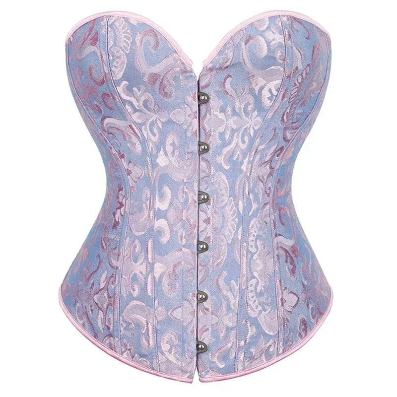 Sexy Corset Women Bustiers Top Jacquard Vintage Flower Print Lingerie Corsets and Bustiers Lace-up 2025
