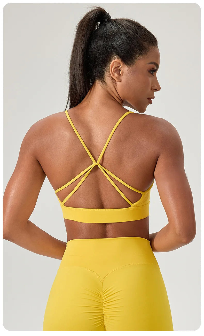 Women Beauty Back Yoga Bra Shock Absorption Sports Underwear High Elastic Fitness Running Vest Breathable Support Sports Bras